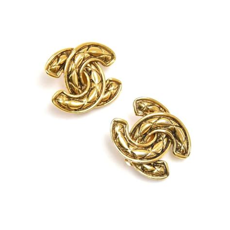 authentic chanel clip gold tone earrings-convex saucer style 23 2677|Chanel earrings for sale.